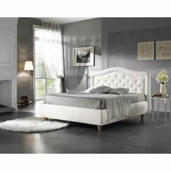 Letto matrimoniale imbottito in ecopelle con box 160x190/200 cm Agly