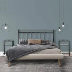 Letto Matrimoniale Imbottito con Materasso e 2 Comodini Made in Italy - Rolly