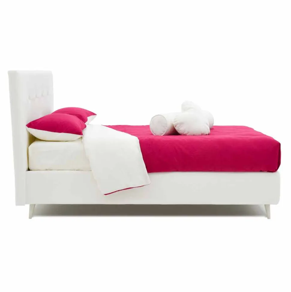 Letto Matrimoniale Imbottito in Similpelle con Swarovski Made in Italy - Perzio