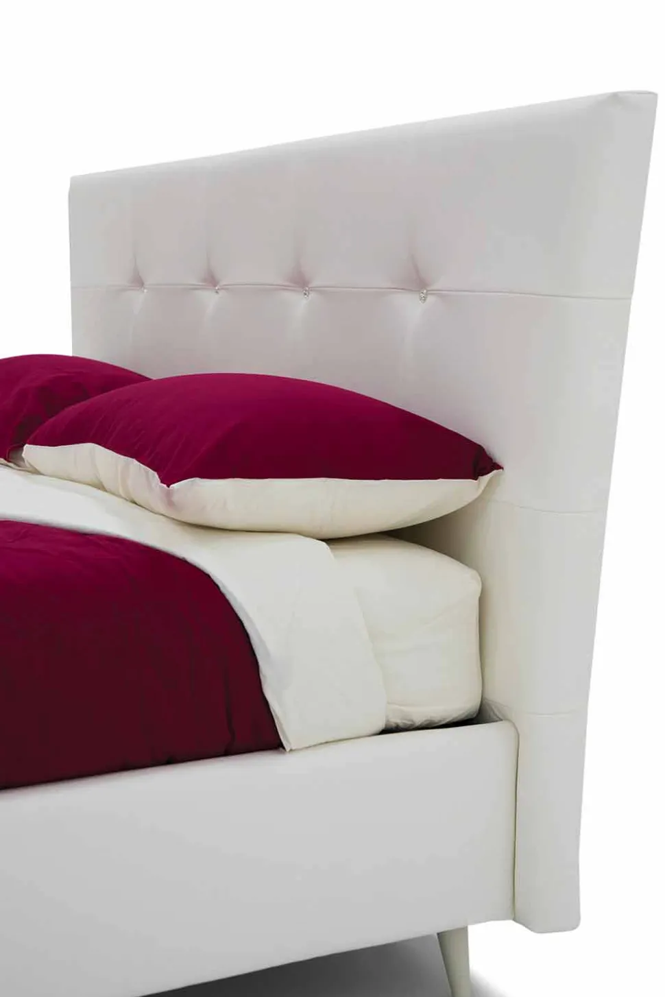 Letto Matrimoniale Imbottito in Similpelle con Swarovski Made in Italy - Perzio
