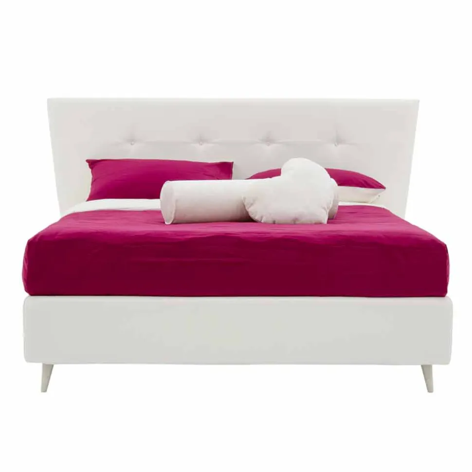 Letto Matrimoniale Imbottito in Similpelle con Swarovski Made in Italy - Perzio