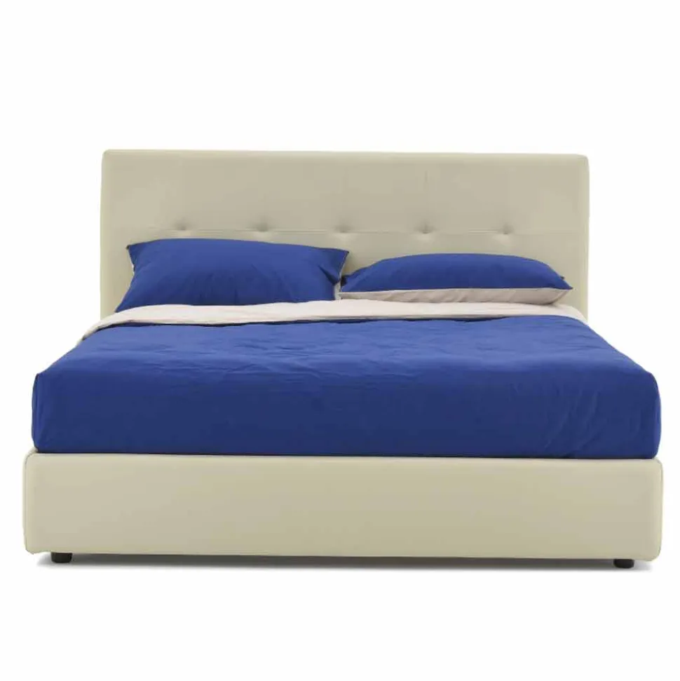 Letto Matrimoniale Imbottito e Rivestito in Similpelle Made in Italy - Patos