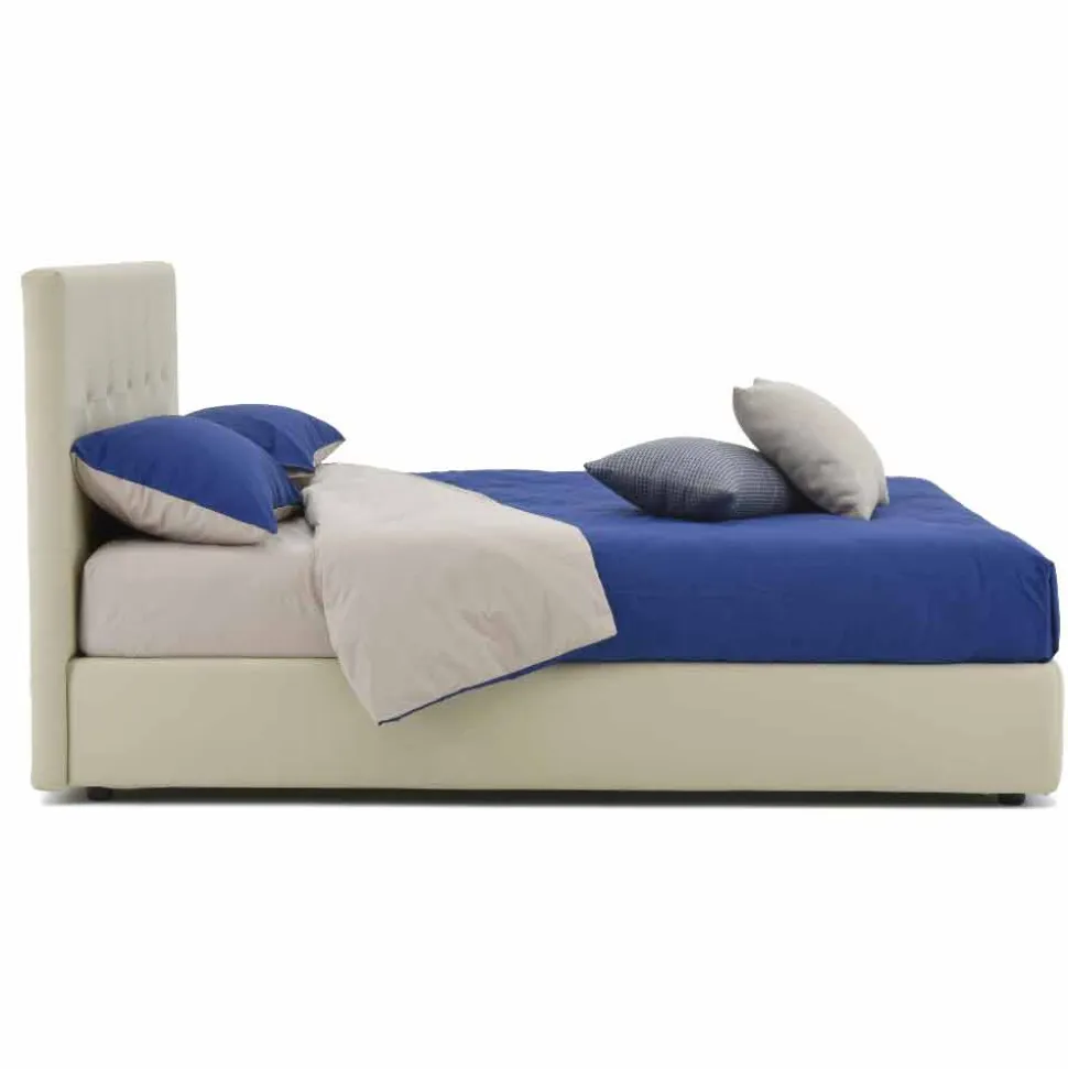 Letto Matrimoniale Imbottito e Rivestito in Similpelle Made in Italy - Patos