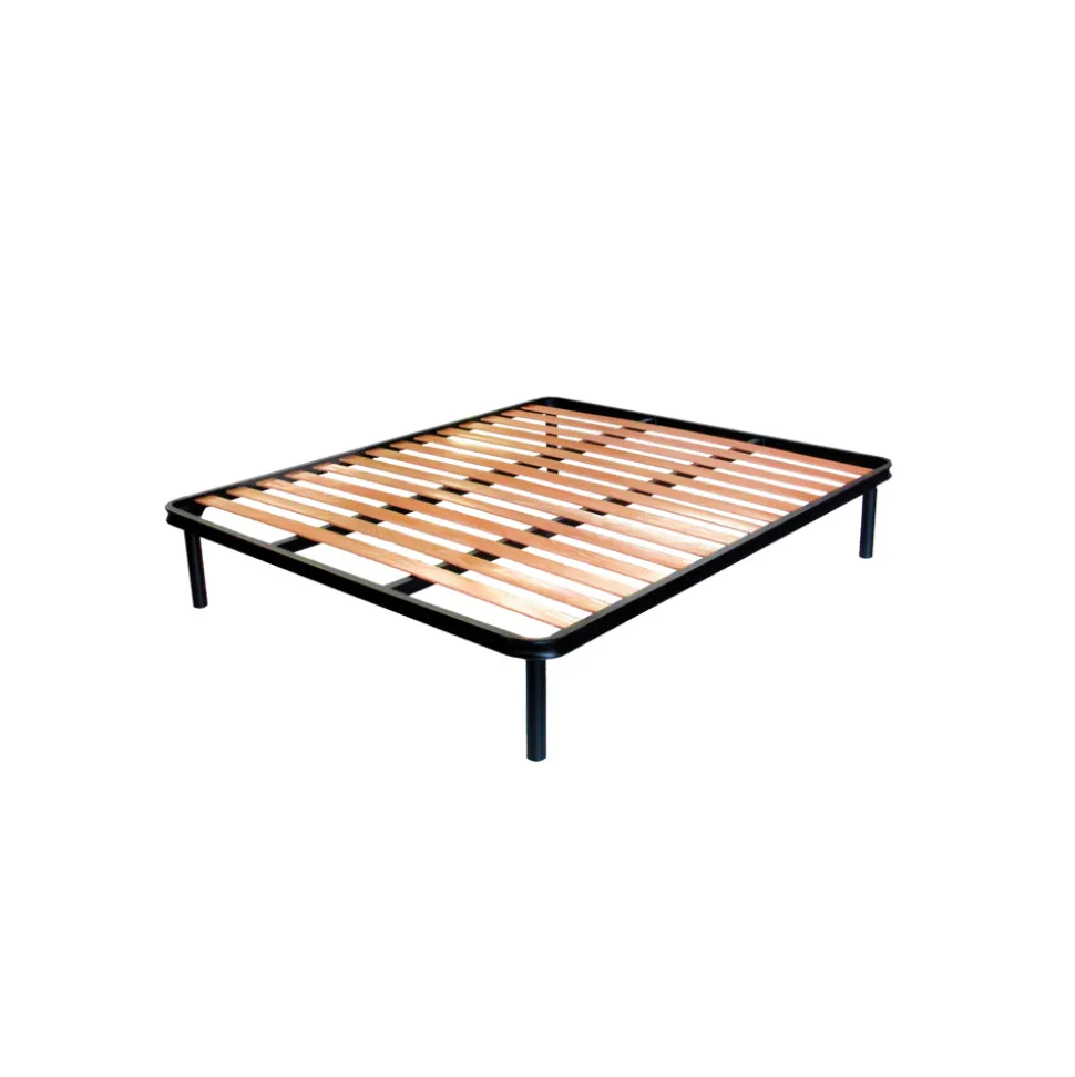 Letto Matrimoniale in Ferro Tubolare Nero Argentato Made in Italy - Geometria