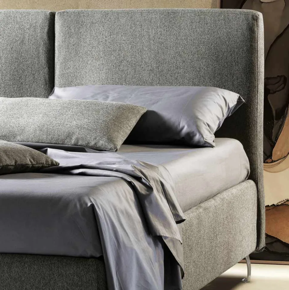 Letto Matrimoniale in Tessuto o Velluto con Contenitore Made in Italy - Ernesto