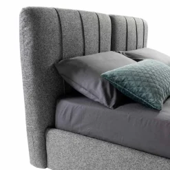 Letto Matrimoniale in Tessuto con Box e Testata a Righe Made in Italy – Nives