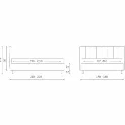 Letto Matrimoniale in Tessuto con Box e Testata a Righe Made in Italy – Nives