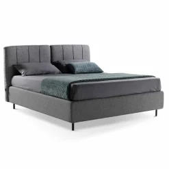 Letto Matrimoniale in Tessuto con Box e Testata a Righe Made in Italy – Nives