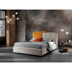 Letto Matrimoniale Moderno Design in Velluto Grigio e Arancione - Plorifon