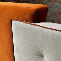 Letto Matrimoniale Moderno Design in Velluto Grigio e Arancione - Plorifon