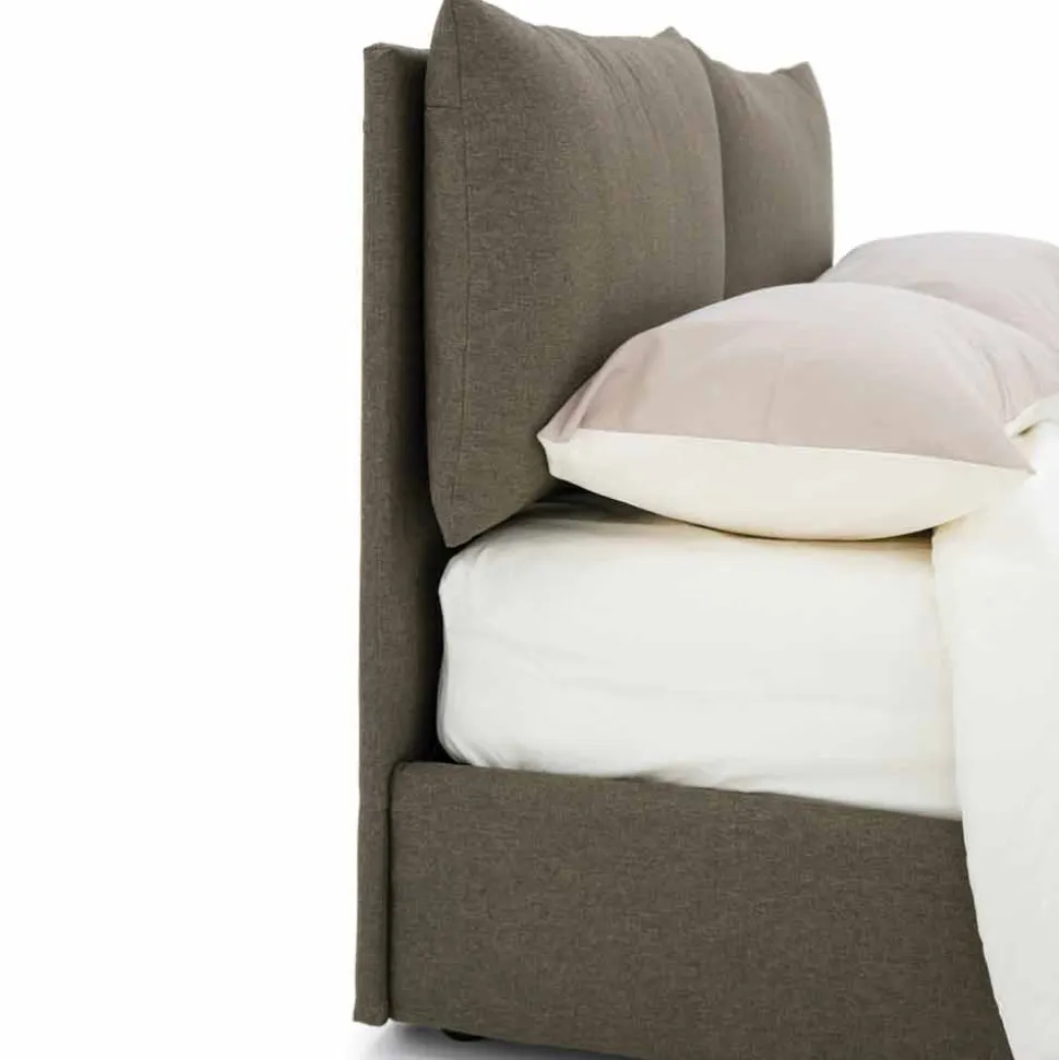 Letto Matrimoniale Rivestito in Tessuto con Piedini Neri Made in Italy - Bandola