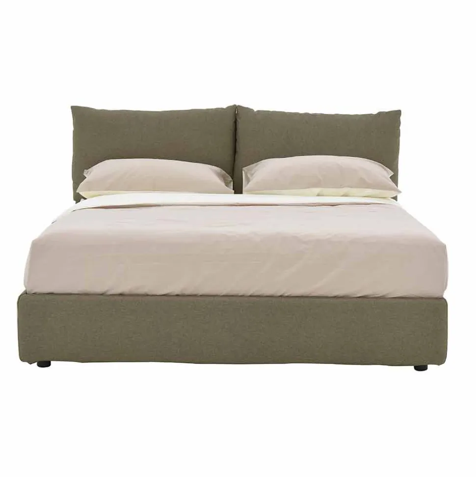 Letto Matrimoniale Rivestito in Tessuto con Piedini Neri Made in Italy - Bandola