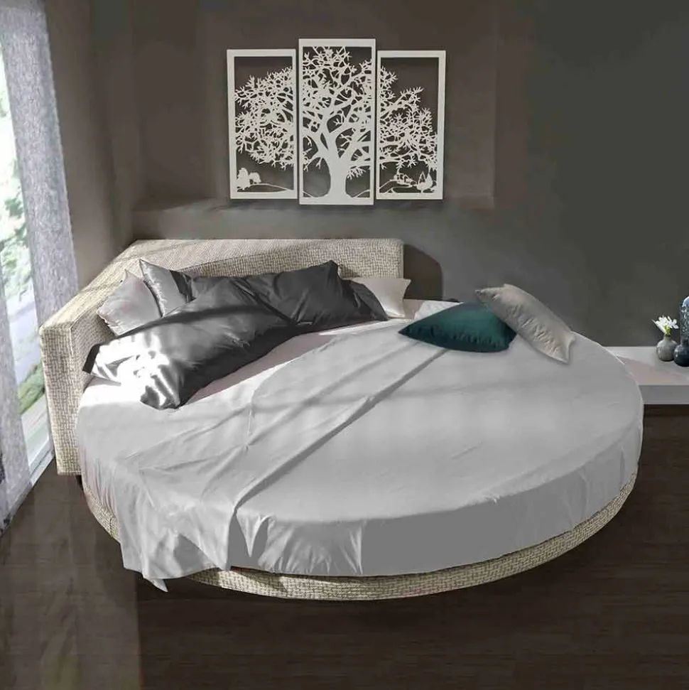 Letto Matrimoniale Rotondo Moderno con Testiera Angolare Made in Italy - Tima