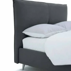 Letto Matrimoniale Tessuto Sfoderabile, Piedini in Legno Made in Italy - Tampa
