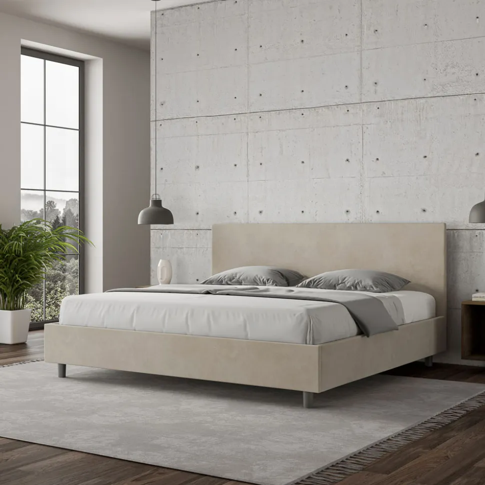 Letto Matrimoniale 200x200 cm con Testata in Microfibra Made in Italy - Pallone