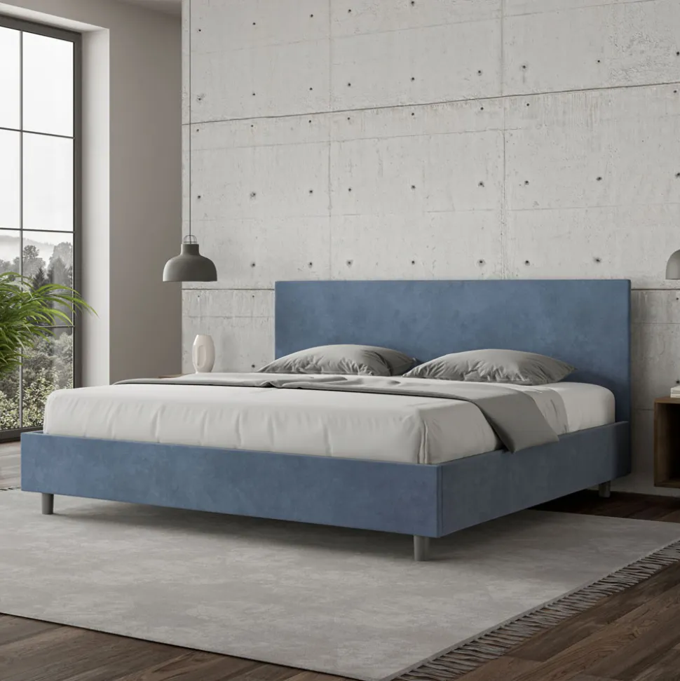 Letto Matrimoniale 200x200 cm con Testata in Microfibra Made in Italy - Pallone