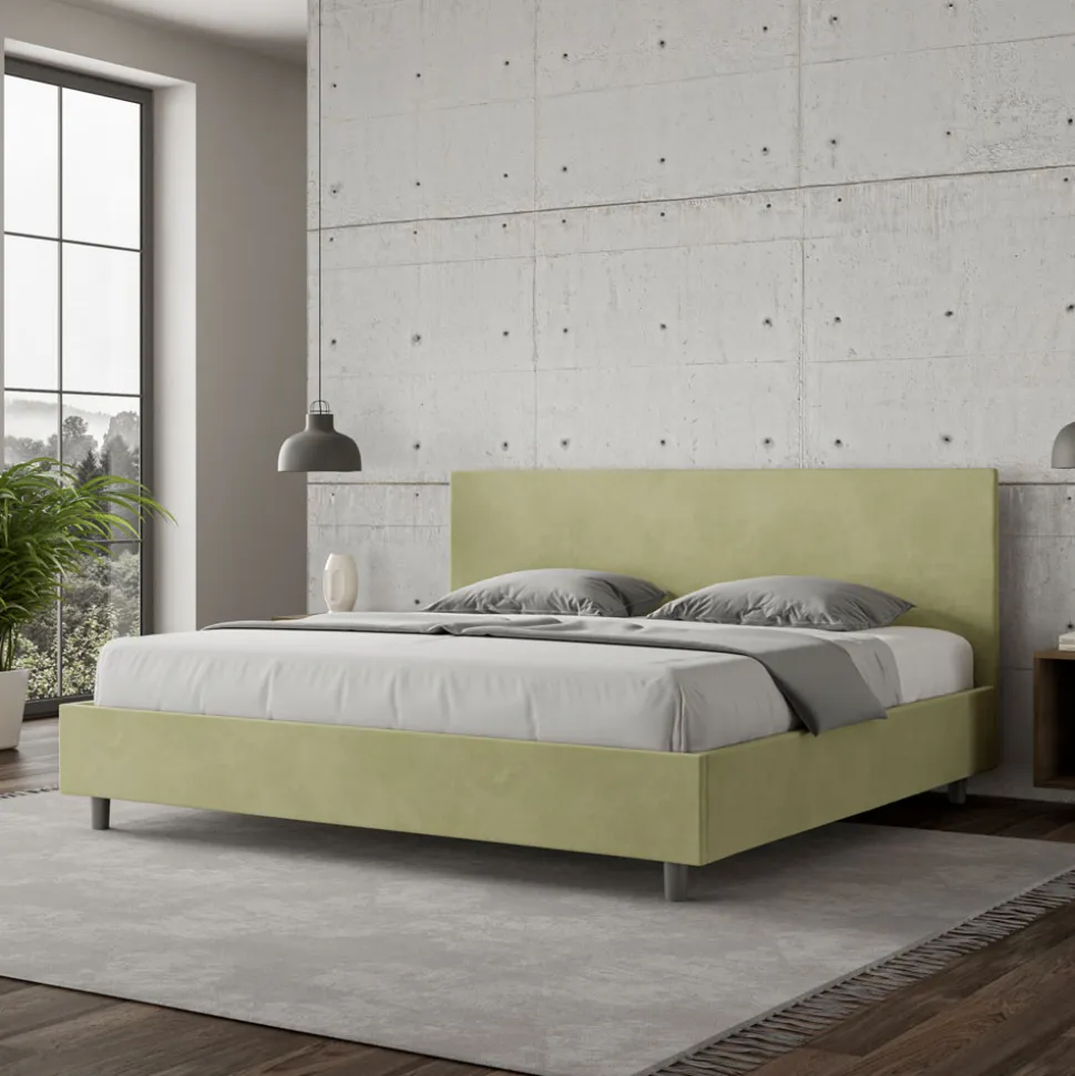 Letto Matrimoniale 200x200 cm con Testata in Microfibra Made in Italy - Pallone