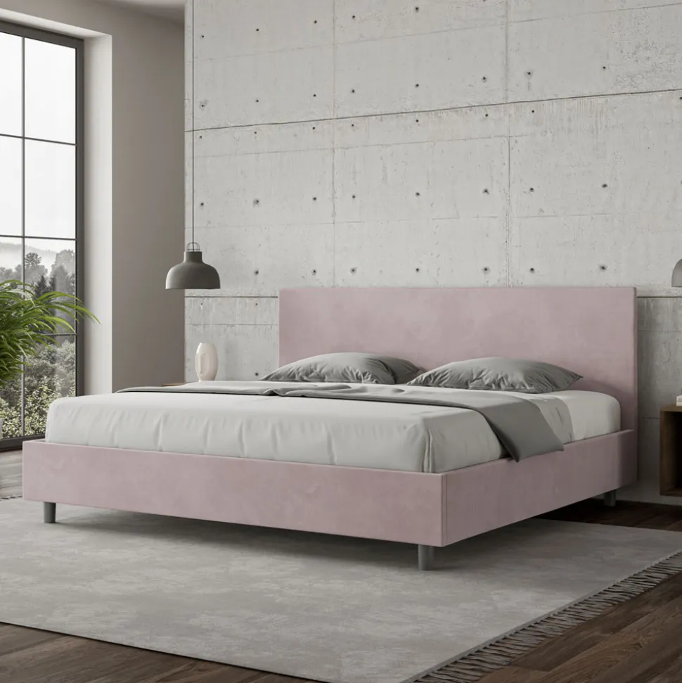 Letto Matrimoniale 200x200 cm con Testata in Microfibra Made in Italy - Pallone