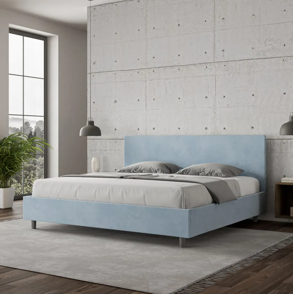 Letto Matrimoniale 200x200 cm con Testata in Microfibra Made in Italy - Pallone