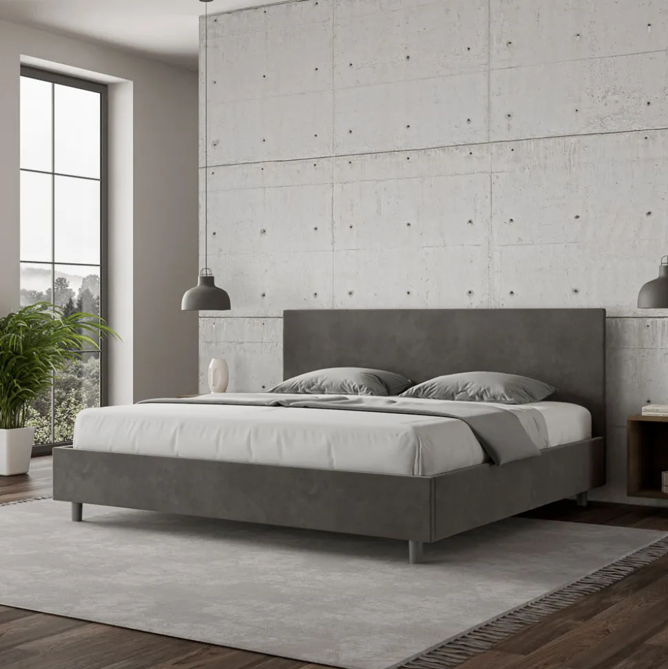 Letto Matrimoniale 200x200 cm con Testata in Microfibra Made in Italy - Pallone