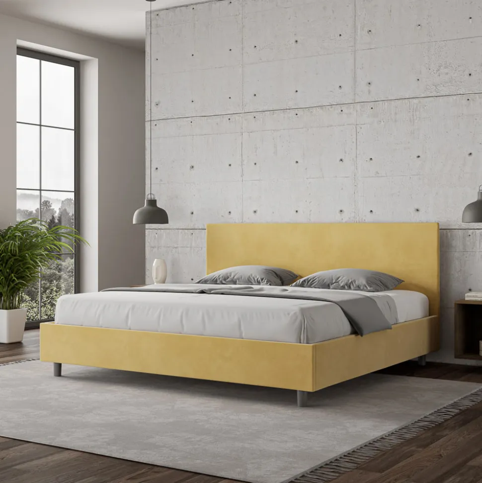Letto Matrimoniale 200x200 cm con Testata in Microfibra Made in Italy - Pallone