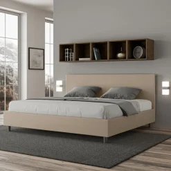 Letto Matrimoniale 200x200 cm con Testata in Similpelle Made in Italy - Pallone