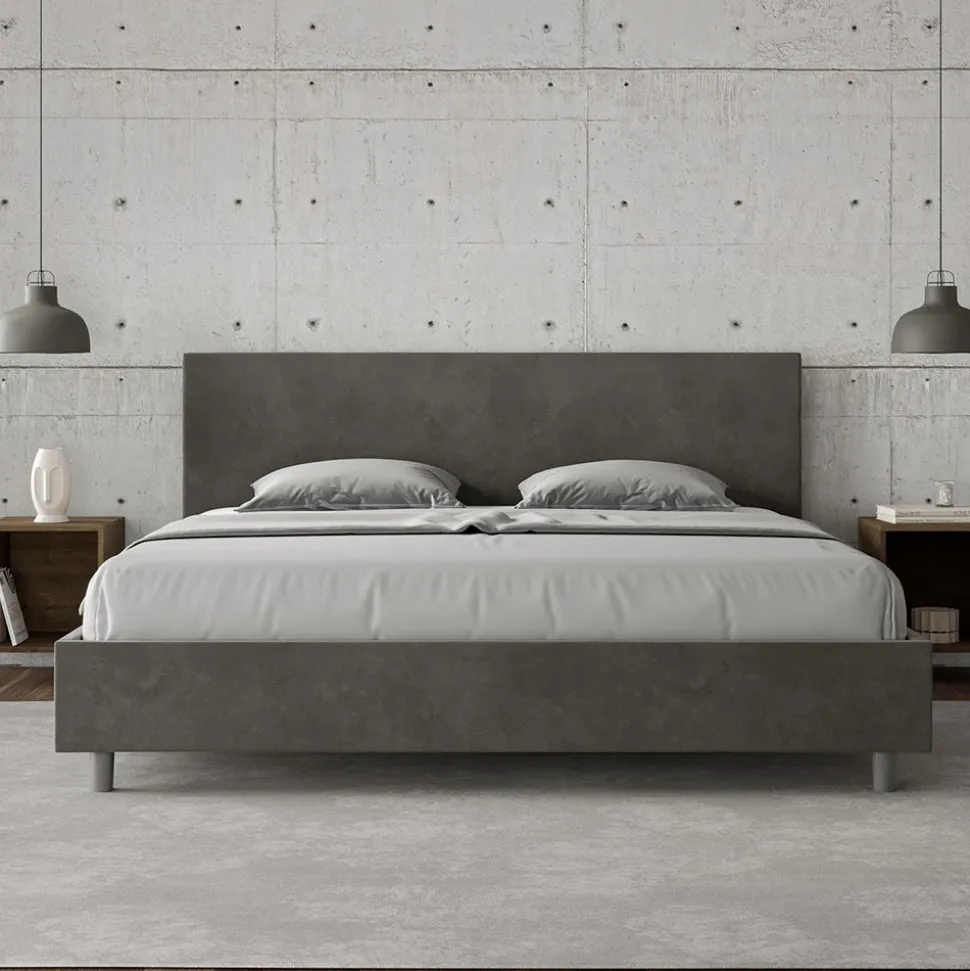 Letto Matrimoniale 180x200 cm con Testata in Microfibra Made in Italy - Pallone