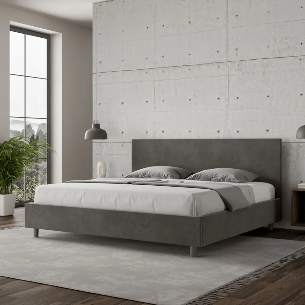 Letto Matrimoniale 180x200 cm con Testata in Microfibra Made in Italy - Pallone