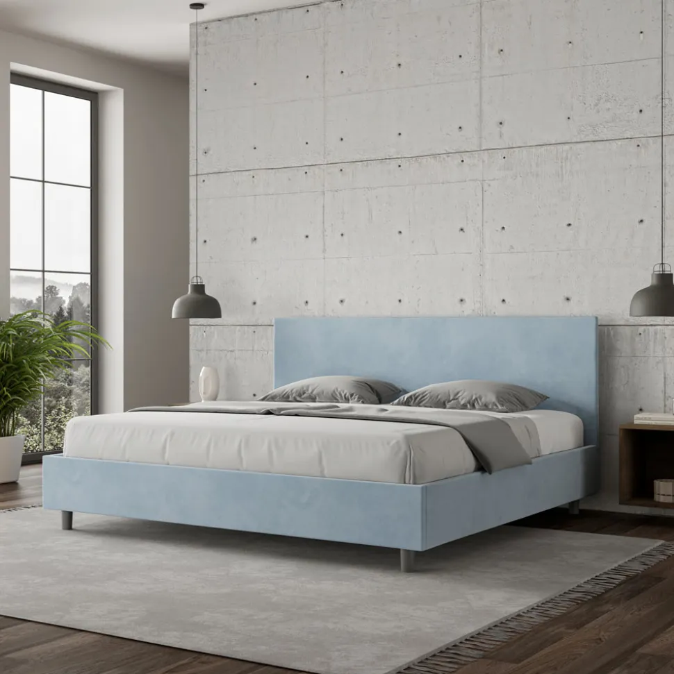 Letto Matrimoniale 180x200 cm con Testata in Microfibra Made in Italy - Pallone