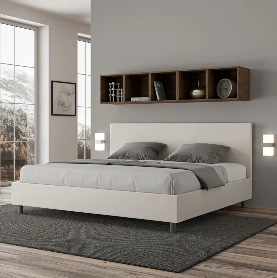 Letto Matrimoniale 180x200 cm con Testata in Similpelle Made in Italy - Pallone