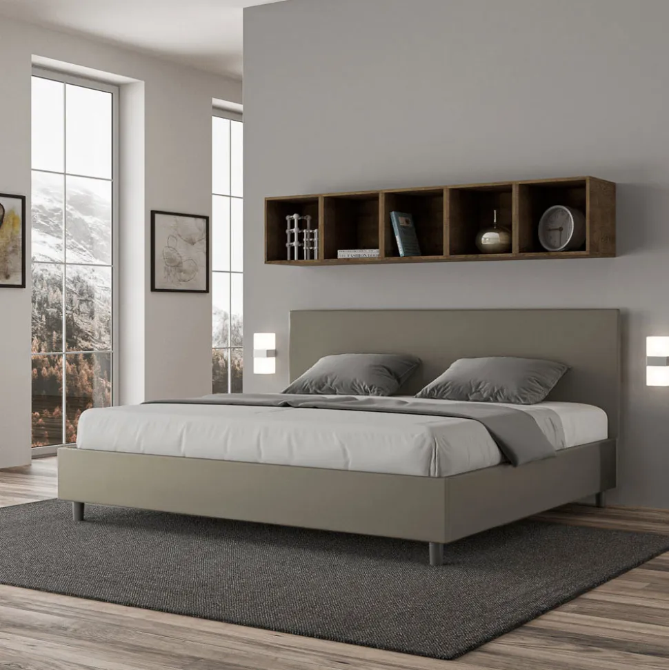 Letto Matrimoniale 180x200 cm con Testata in Similpelle Made in Italy - Pallone