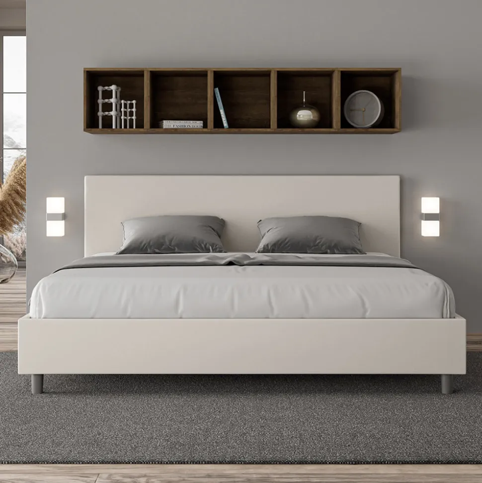 Letto Matrimoniale 180x200 cm con Testata in Similpelle Made in Italy - Pallone