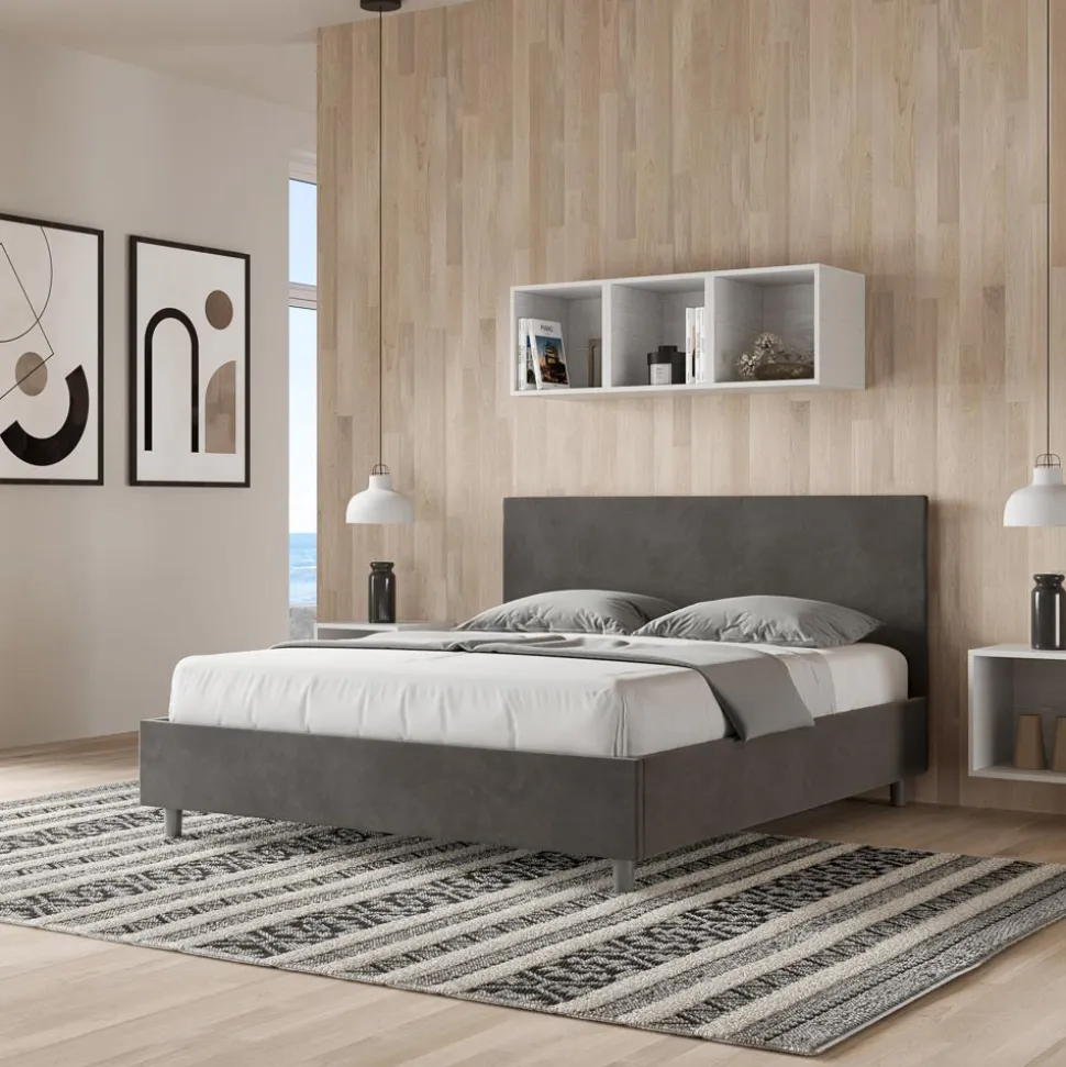 Letto Matrimoniale 160x200 cm con Testata in Microfibra Made in Italy - Pallone
