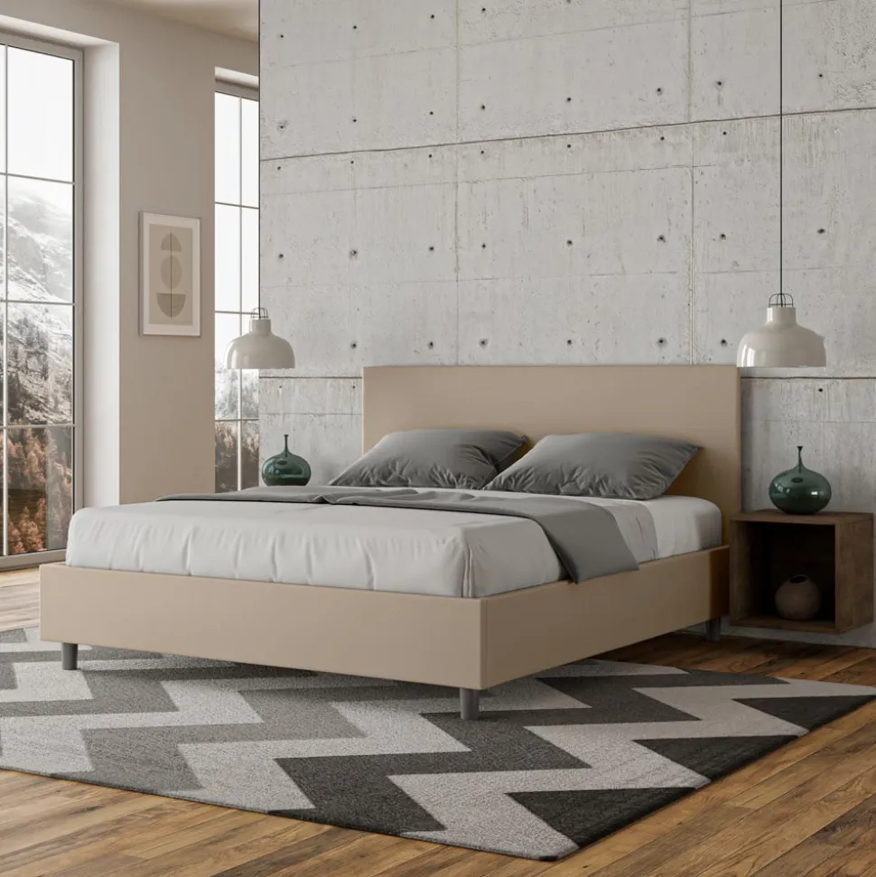 Letto Matrimoniale 160x200 cm con Testata in Similpelle Made in Italy - Pallone