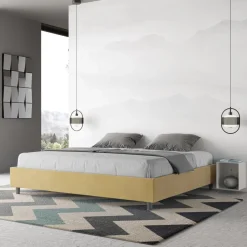 Letto Matrimoniale 190x200 cm e Rivestito in Microfibra Made in Italy - Atleta