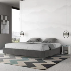 Letto Matrimoniale 180x200 cm e Rivestito in Microfibra Made in Italy - Atleta
