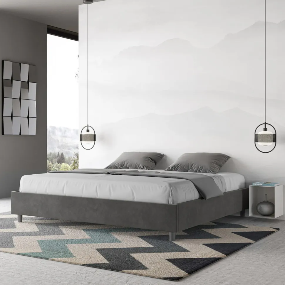 Letto Matrimoniale 180x200 cm e Rivestito in Microfibra Made in Italy - Atleta