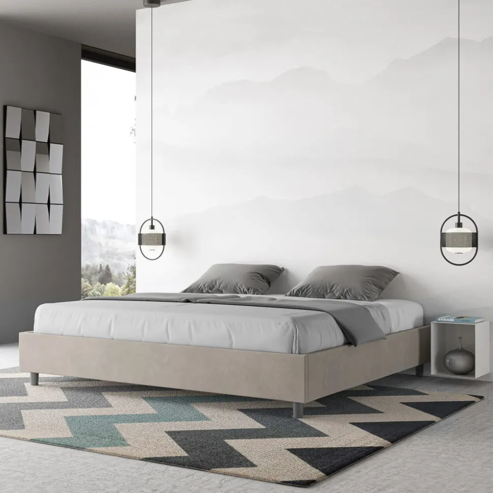 Letto Matrimoniale 180x200 cm e Rivestito in Microfibra Made in Italy - Atleta