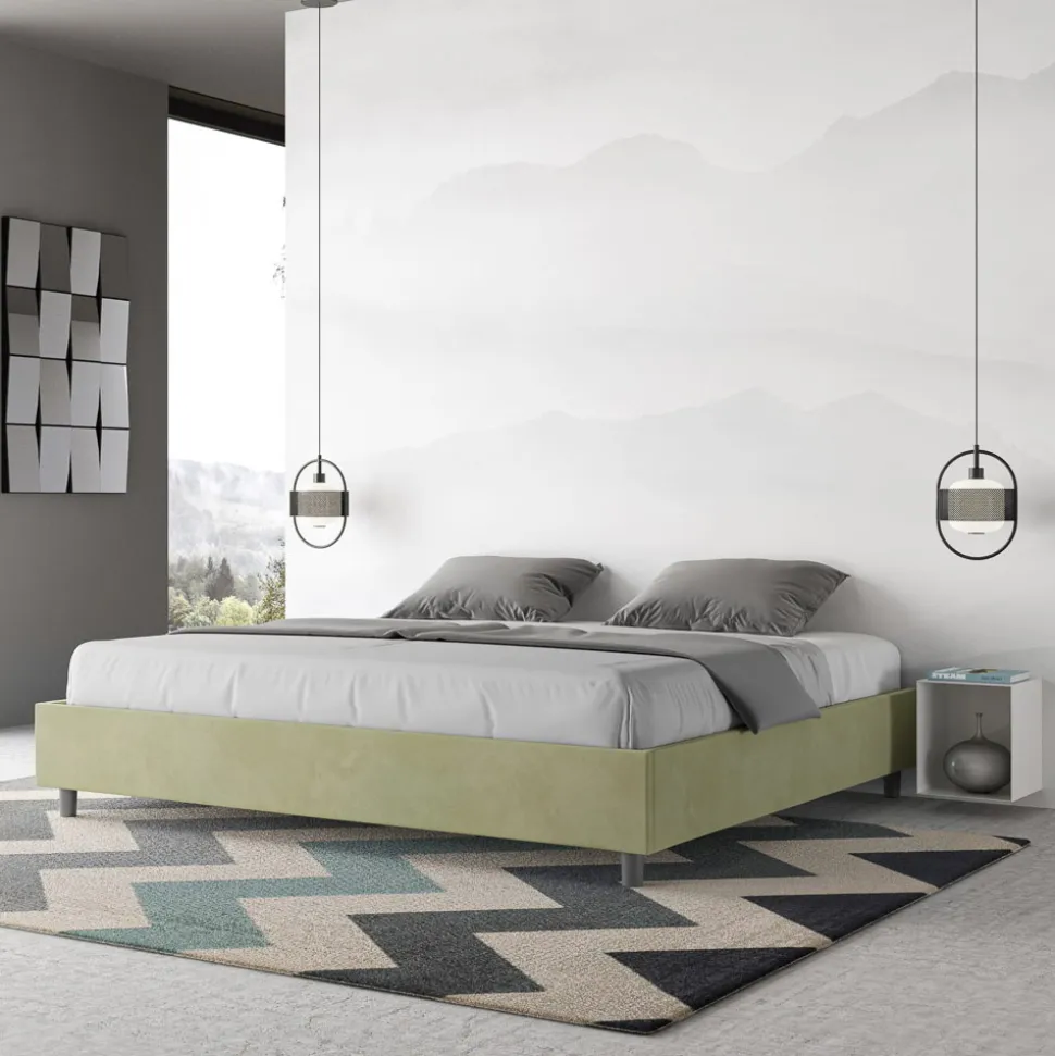 Letto Matrimoniale 180x200 cm e Rivestito in Microfibra Made in Italy - Atleta