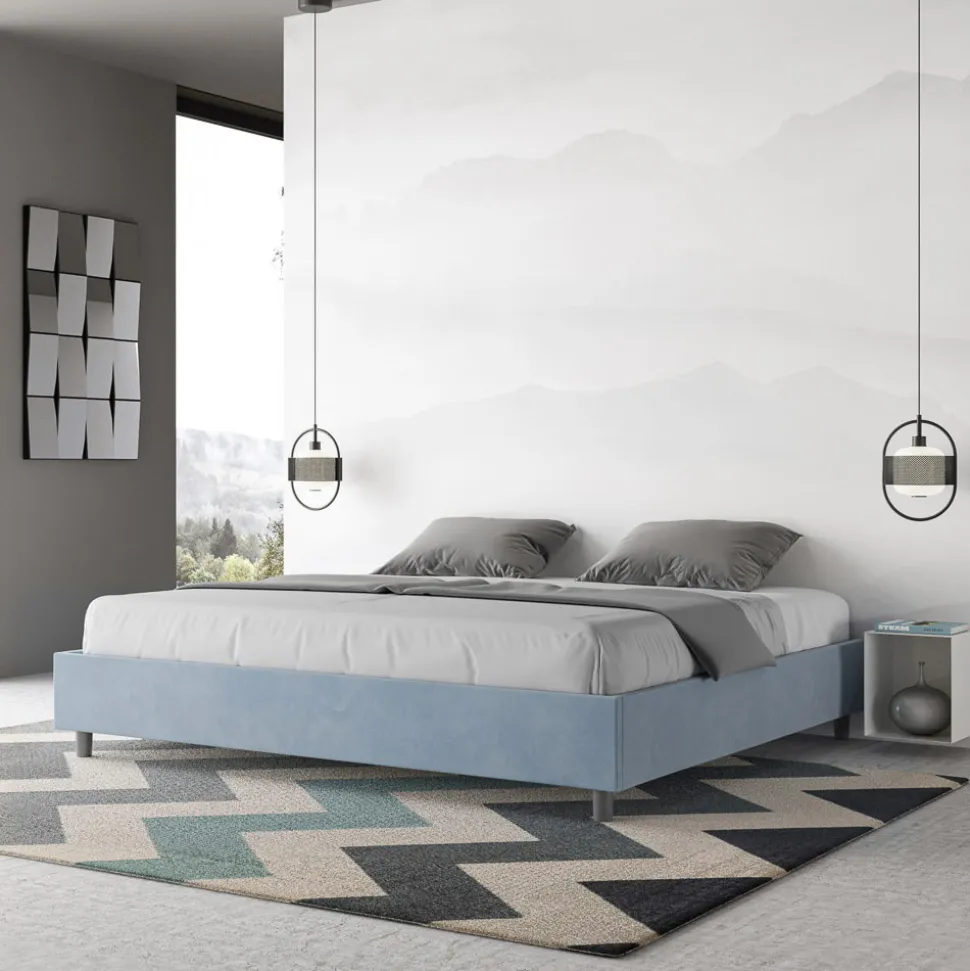 Letto Matrimoniale 180x200 cm e Rivestito in Microfibra Made in Italy - Atleta