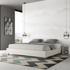 Letto Matrimoniale 180x200 cm e Rivestito in Similpelle Made in Italy - Atleta