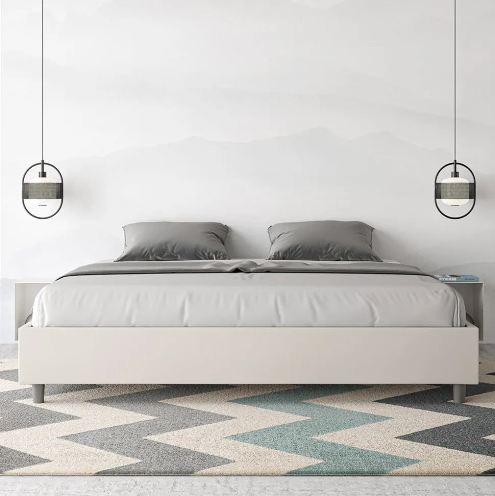 Letto Matrimoniale 180x200 cm e Rivestito in Similpelle Made in Italy - Atleta