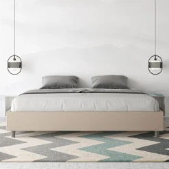 Letto Matrimoniale 180x200 cm e Rivestito in Similpelle Made in Italy - Atleta