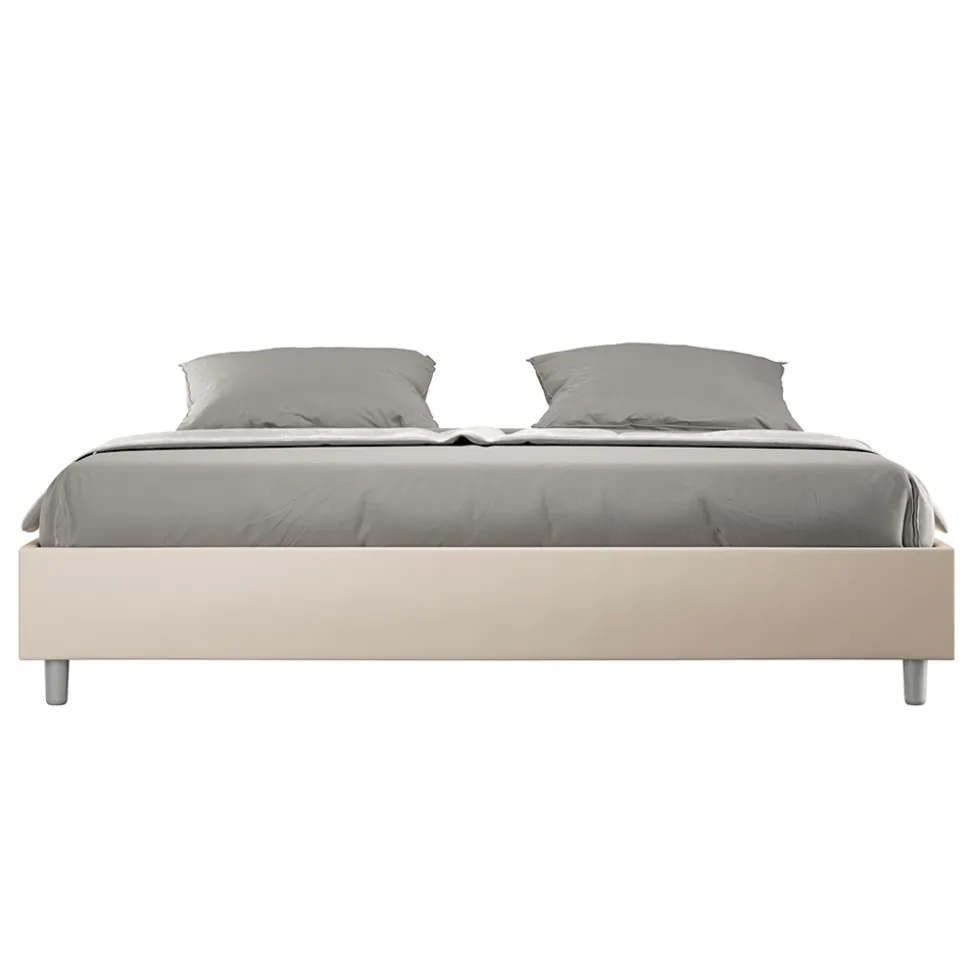 Letto Matrimoniale 180x200 cm e Rivestito in Similpelle Made in Italy - Atleta