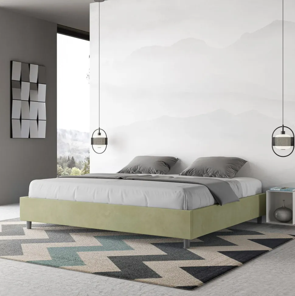 Letto Matrimoniale 200x200 cm Rivestito in Microfibra Made in Italy - Atleta