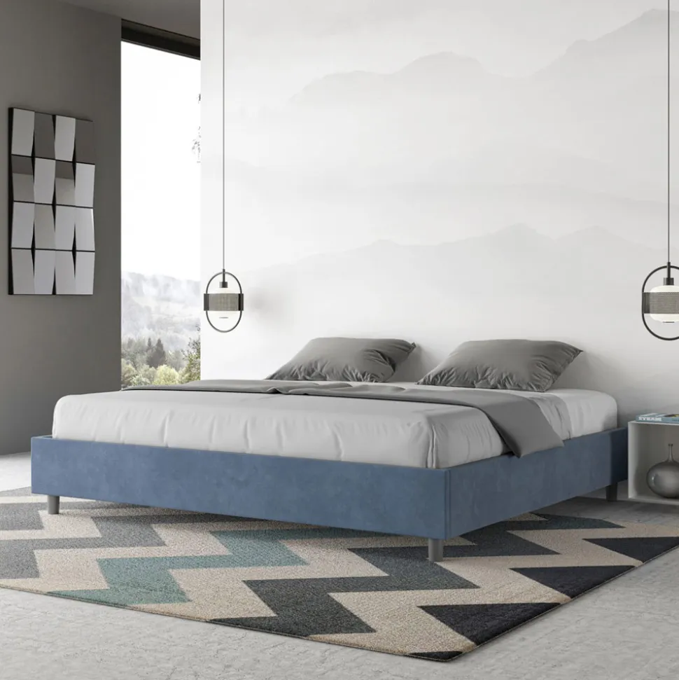 Letto Matrimoniale 200x200 cm Rivestito in Microfibra Made in Italy - Atleta