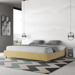 Letto Matrimoniale 200x200 cm Rivestito in Microfibra Made in Italy - Atleta