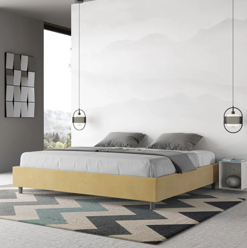 Letto Matrimoniale 200x200 cm Rivestito in Microfibra Made in Italy - Atleta