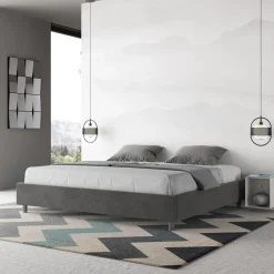 Letto Matrimoniale 200x200 cm Rivestito in Microfibra Made in Italy - Atleta
