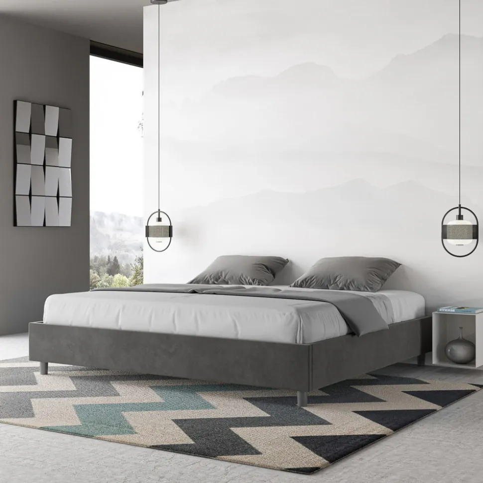 Letto Matrimoniale 200x200 cm Rivestito in Microfibra Made in Italy - Atleta